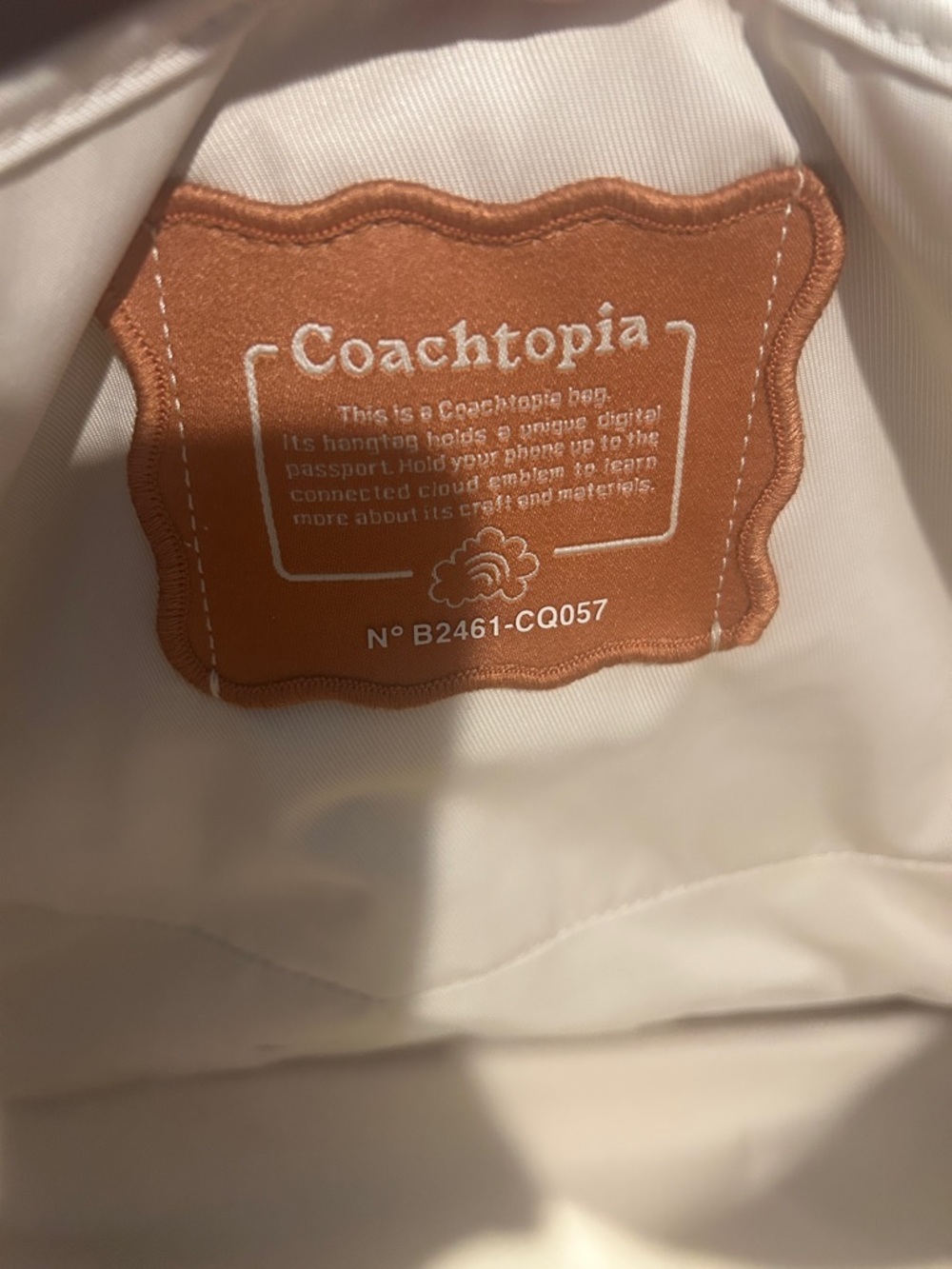 Coach “Let us take a trip” Quilted Cream Tote with Aqua Coachtopia Tag - Picture 7 of 12